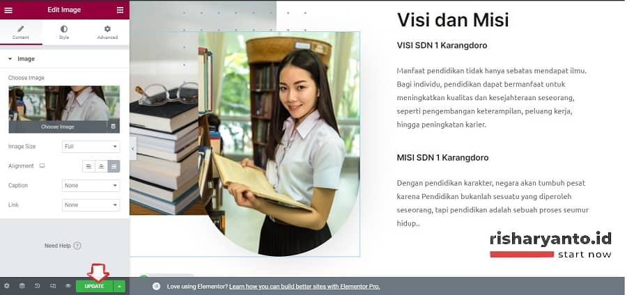 Menyimpan Update Setelah Editing