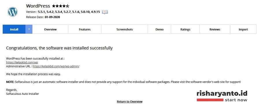 WordPress Installation Finished