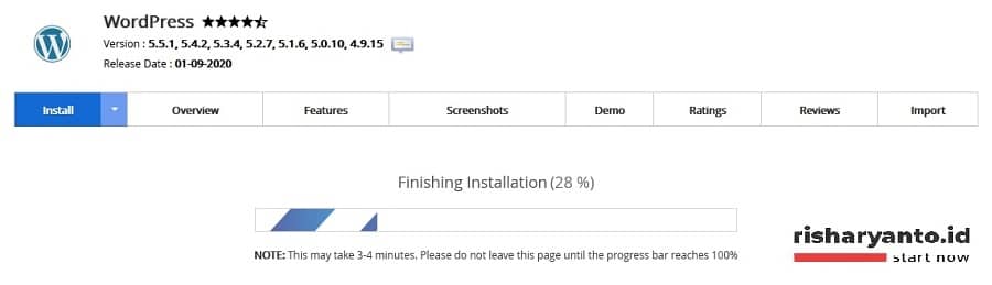 WordPress Installation On Progress
