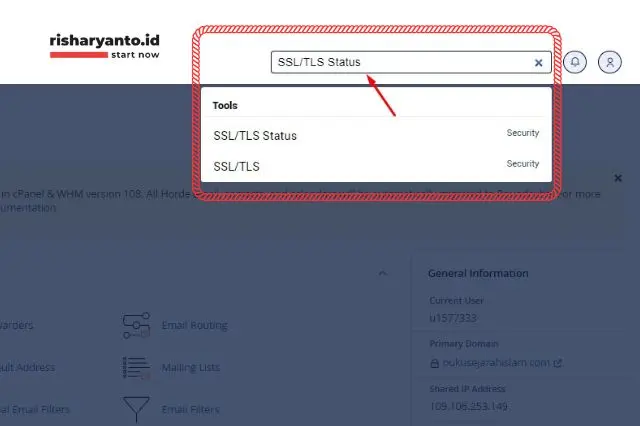 Step 7. Ketik SSL-TLS Status di kolom pencarian
